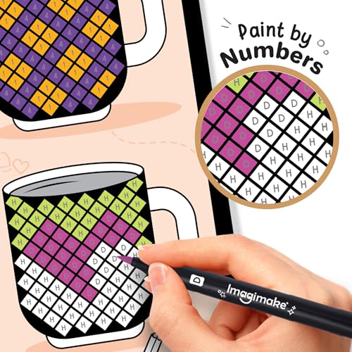 Image of Imagimake Mystery Mosaic Patterns | Paint by Numbers Kit for Adults | 30 Design Sheets & 20 Colouring Pens | Colouring Book for Stress Relief | Painting Kit for Beginners| Art Therapy kit for Adults