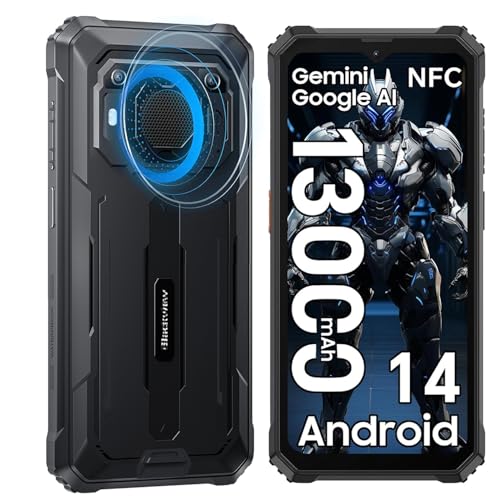 Blackview BV6200 Pro Outdoor Handy (13000mAh) Android 14,18GB+128GB Outdoor Smartphone Wasserdicht,98DB Lautsprecher,Helio P35 2.3Ghz,6.56' HD+ Baustellenhandy, IP68 IP69K/Dual 4G/OTG/GPS/13MP/NFC