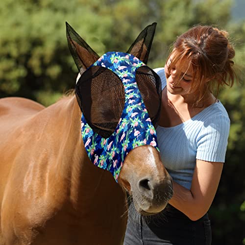 6 Pcs Horse Fly Mask Smooth And Comfortable Fly Masks For Horses With Ears Elasticity Horse Face Mask Horse Masks Covering For Horses Riding Supplies (Flamingo, Large) #TOP6