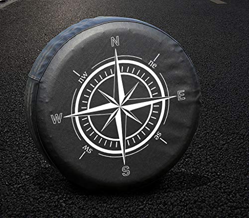 Spare Tire Cover,Weatherproof Vinyl Leather Wheel Cover for Jeep Wrangler Sahara,Hummer H3,Toyota FJ,Trailer, RV, SUV, Truck (32"-33" Compass Print) - Image 4