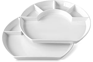 Cinf Divided Compartment Ceramic Fondue Plates Set of 2