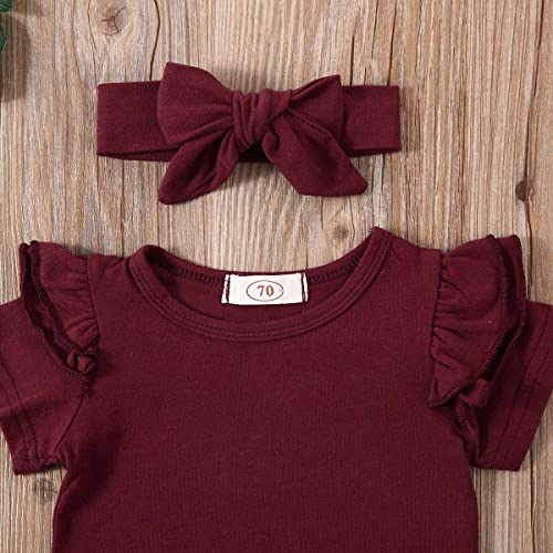 Baby Girls Summer Shorts Set Ruffle Short Sleeve Top T-Shirt Floral Shorts Headband Clothes Set3