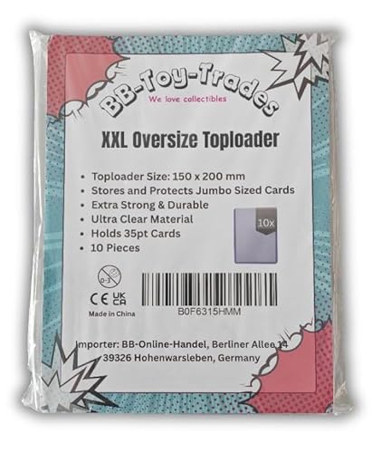 BB-Toy-Trades 10x Toploader passend für Pokemon XXL Oversized Jumbo Sammel-Karten - übergroße Kartenhalter 20 x 15cm