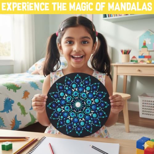 Image of Kalakaram DIY Mandala Dotting Art Kit for Adults & Beginners | Includes Paints, Brushes & Dotting Tools with Pre-Designed MDF Boards | Ideal for Mandala Artist & Gifting