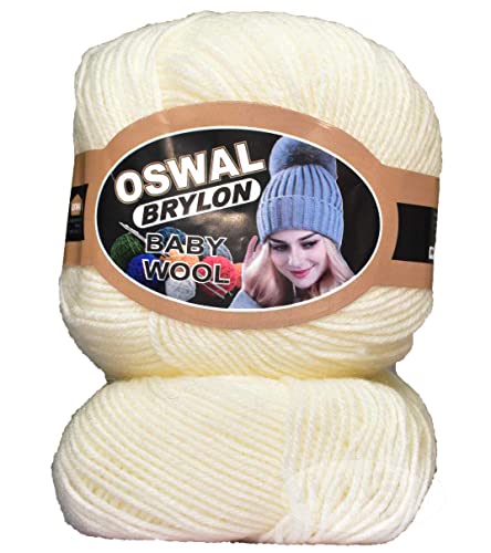 Image of OSWAL 100% Acrylic Wool Cream 4 GMS Wool 4 ply Wool Ball Hand Knitting Wool /Art Craft Soft Fingering Crochet Hook Yarn- Art-AEBE