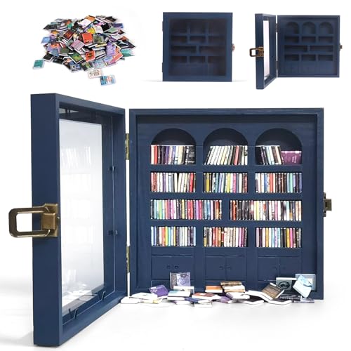 Anxiety Bookshelf Mini Books Display for Stress Relief and Fun Decor Perfect Decorative Miniature Library for Book Lovers Ideal for Home Decor Office Dcor and Thoughtful Gift Giving - Blue