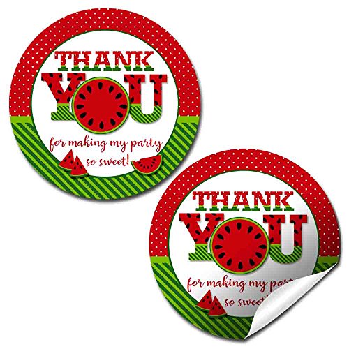 Red Watermelon Birthday Party Thank You Sticker Labels, 40 2" Party Circle Stickers By Amandacreation, Great For Party Favors, Envelope Seals & Goodie Bags #TOP23