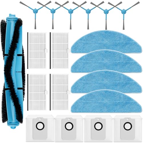 Kit Accesorios de Recambios para Cecotec Conga 7490 Immortal/8290 Immortal Ultra Power Home Genesis X-Treme,1Cepillo Principal,6 Cepillos Laterales,4 filtros Hepa,4 paños para fregona Mopa,4 Bolsas