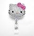 LOVEKITTY - 3D Blinged Out Hot Pink Bow Hello Kitty Inspired Rhinestone Badge Reel / Name Badges / ID Badge Holder