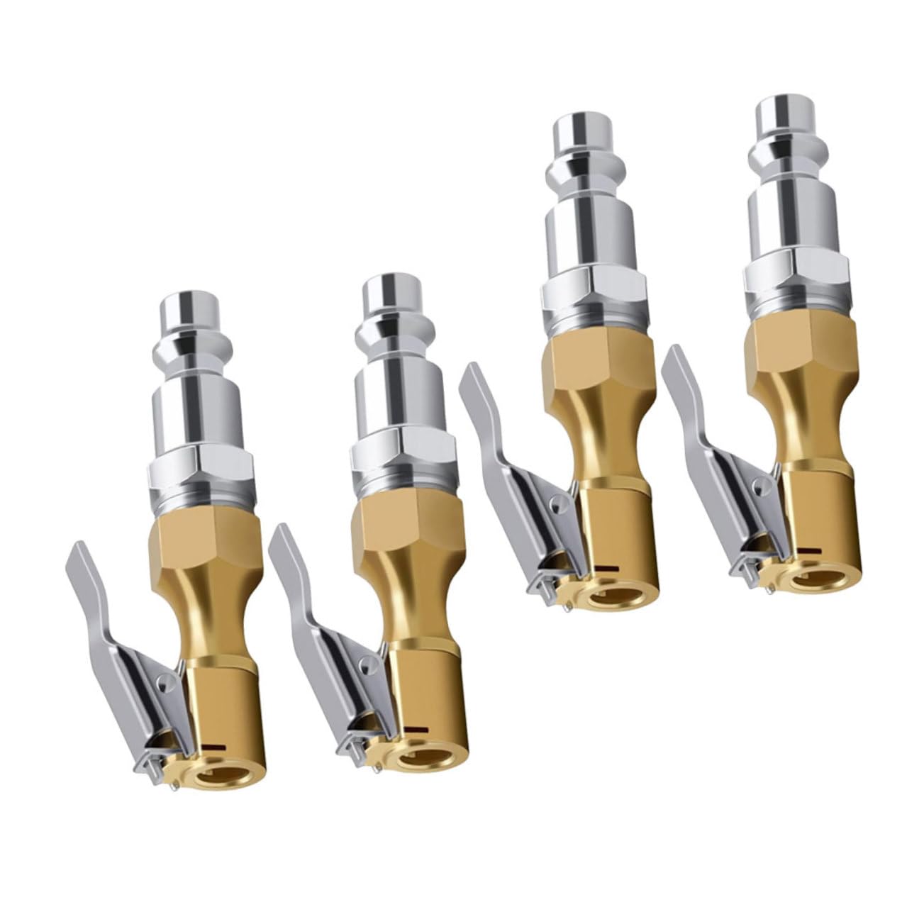 FELTECHELECTR 4Pcs Heavy Duty Locking Tire Air Chuck with Clip Quick Connect Inflator Adapter for Car Motorcycle and Bike Portable and Reliable Tire Inflation