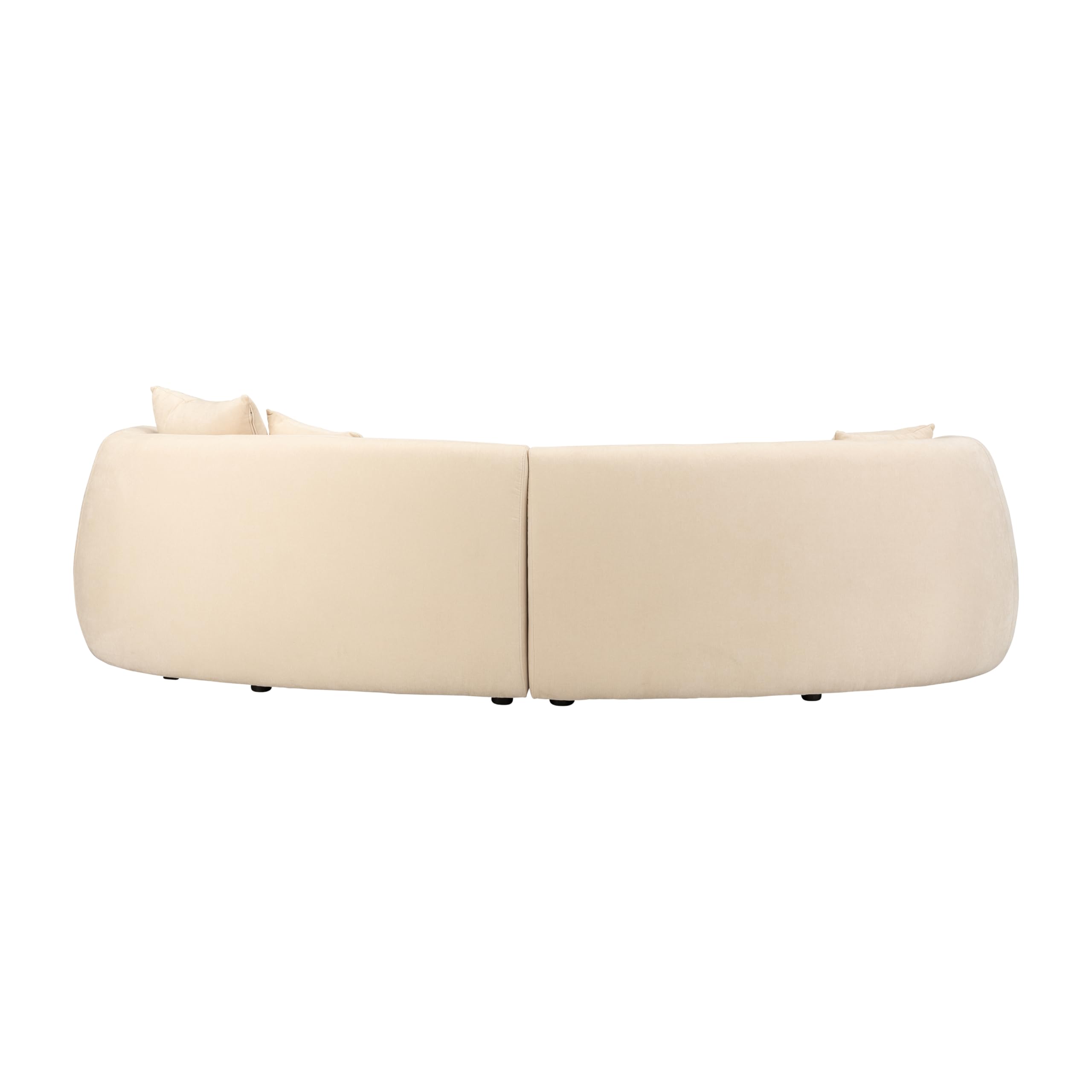 Sofá curvo de lujo de 5 asientos de 117 pulgadas, sofá marfil/beige, marco de madera y tela cómoda, asientos profundos anchos de gran tamaño, modular moderno minimalista de mediados de 7