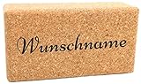 Yogablock Kork personalisert Motiv: Name N°1-22.5 x 12 x 7.5cm - Dein eigener Yoga Block mit Lasergravur