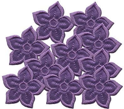 Iron On Patches -Extra Strong Glue Light Purple Flower Patch 10 pcs Iron On Patch Embroidered Applique A-42
