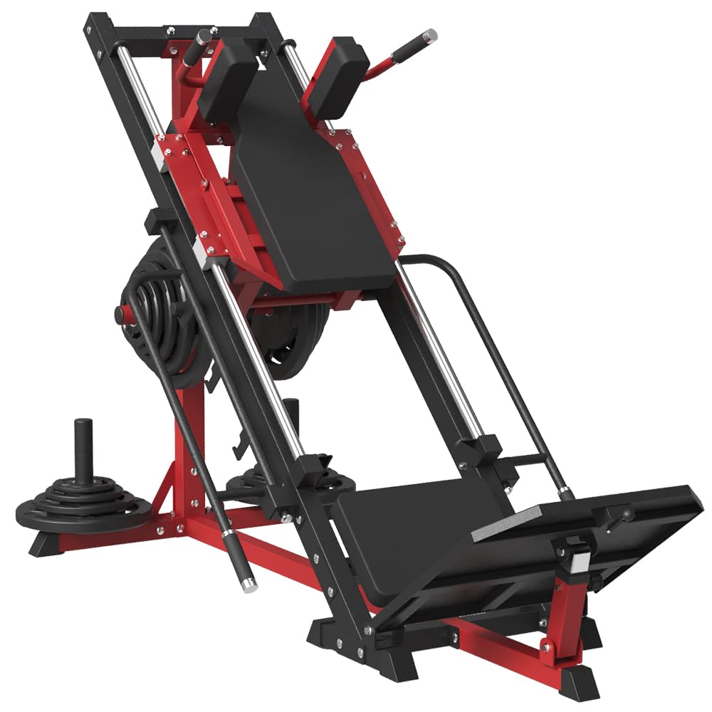 Leg Press Hack Squat Machine with 280LB Black Weight Plate Combo, Leg Exercise Machine with Linear Bearing, 45-Degree Lower Body Special with Weight Storage for Home Gym