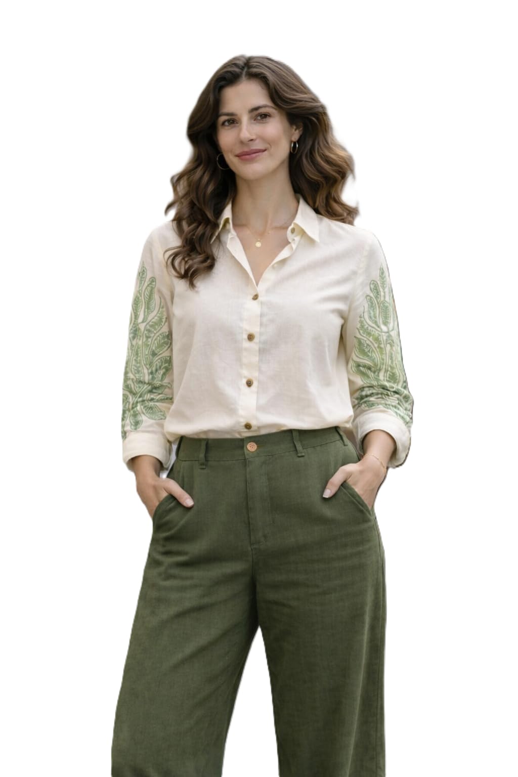 civamee Women’s Stylish Cotton Embroidery Full Sleeves Spread Collar Shirt (C1832)-picture-25