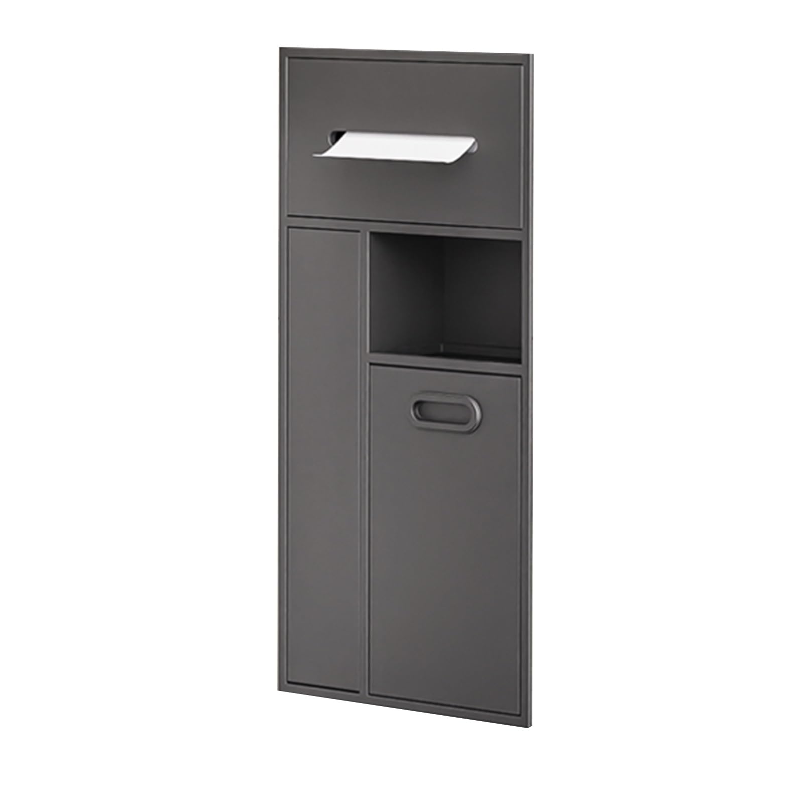 QUSYZD Recessed Niche Toilet Brush Holder Storage Rack, Recessed Toilet Paper Holder Trash Can Niche with Storage Cabinet for Hotels Public Places,Gray-30x65x14cm
