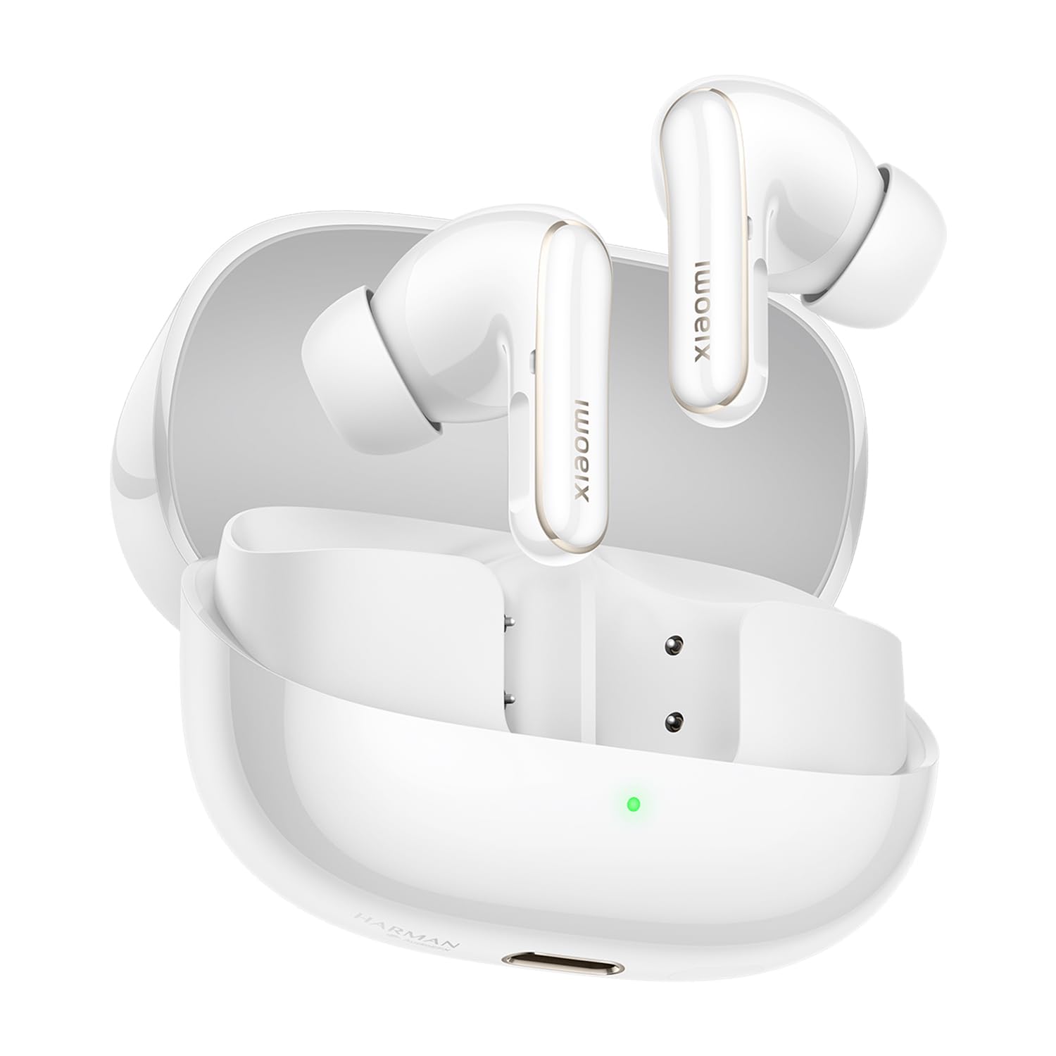 XIAOMIBuds 5 Pro Bluetooth Earbuds – Hybrid ANC, Hi-Res Audio, Dual Device Pairing, 11mm Dynamic Driver, 38H Battery Life with Fast Charging, IP54 – White