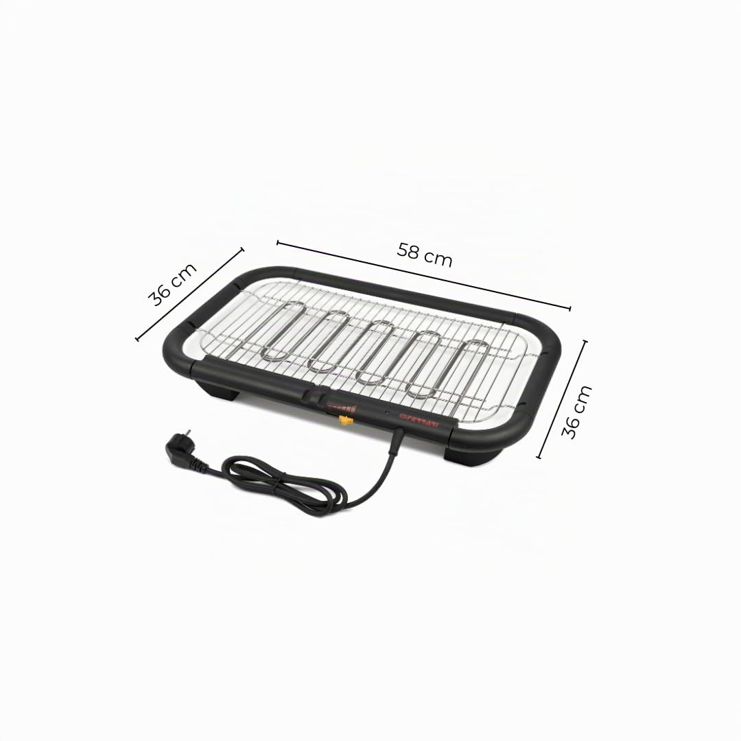 G3 Ferrari G10027 Galactic Elektrogrill XL, 2300 W, Temperaturregelung, Edelstahlgrillrost, Porzellanschale, Schwarz