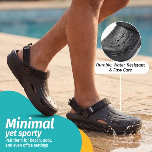 Image of YOHO Dual Hacker Clogs for Men & Boys | Waterproof Monsoon Footwear & Rainy Sandals | Adjustable Strap