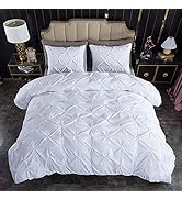 Litanika White Queen Size Pinch Pleat Duvet Cover Set Soft Microfiber Bedding with Zipper & Corner Ties Top Rated & Best 51958NwfpKL. AC SR166,182