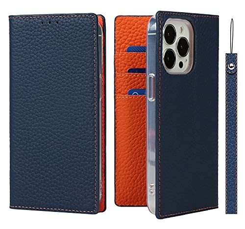 Étui iPhone 13 Pro bleu marine avec support béquille pour vidéo en voyage