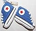 Patucos para bebé de crochet, Unisex. Estilo converse all star, de color azul vaquero, 100% algodón, tallas de 0 hasta 9 meses, hechos a mano en España. Regalo para bebé.