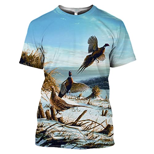 T-shirt imprimé animal 3D canard surdimensionné pour homme avec manches courtes XL
