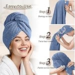 Extra Large Microfiber Hair Towel for Women,Super Soft Anti Frizz & Quick Dry for Curly Hair,Ultra Absorbent Hair Wrap Towels for Long,Thick,Wet Hair 24x42 Inches (Blue) - Image 5