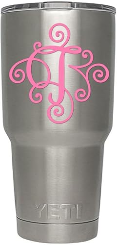 Monograma, Calcomanía troquelada, vinilo adhesivo Haga clic para opciones de colorletra. Disponible en cuatro colores y todas las letras de la A