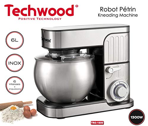 Techwood TRO-1600 - Robot de repostería multifunción con cuenco de acero (6 L, 1300 W, acero inoxidable) - imagen 2