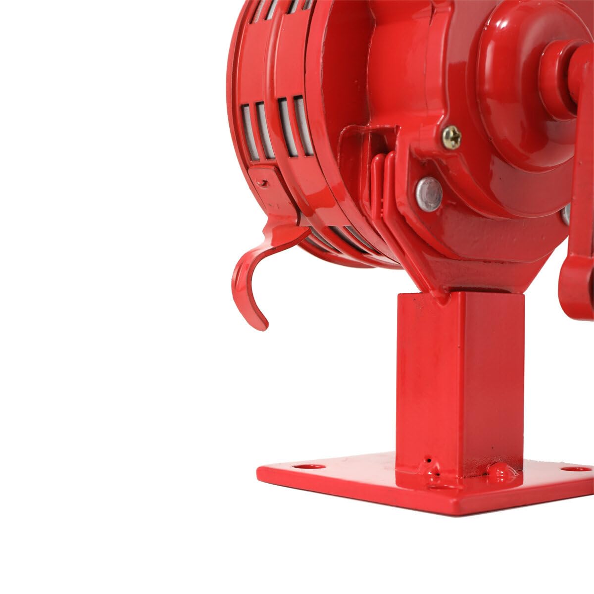 110 ± 2db Handsirene Aluminiumgehäuse Sirene Alarmsirene Handkurbel Luftangriffssirene, Selbstschutz-Notsirene, LK-100A betriebenes Sirenenhorn für Industrie, Bauwesen, Fabriken mit Basis Rot