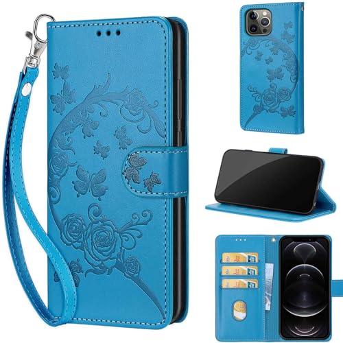 Étui de téléphone iPhone 13 Pro en cuir synthétique avec relief fleuri chic
