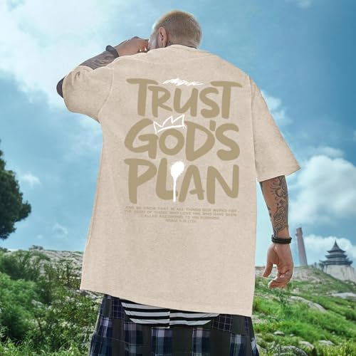 Image of BINTEHGS God Christian T Shirts for Men Jesus Faith Shirt Acid Wash Oversized Tees Bible Verse Graphic Vintage Tshirt