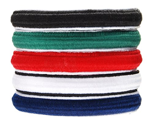 L. Erickson Reversible Trimmed Ponytail Holder 5-Pack - Bayside Combo