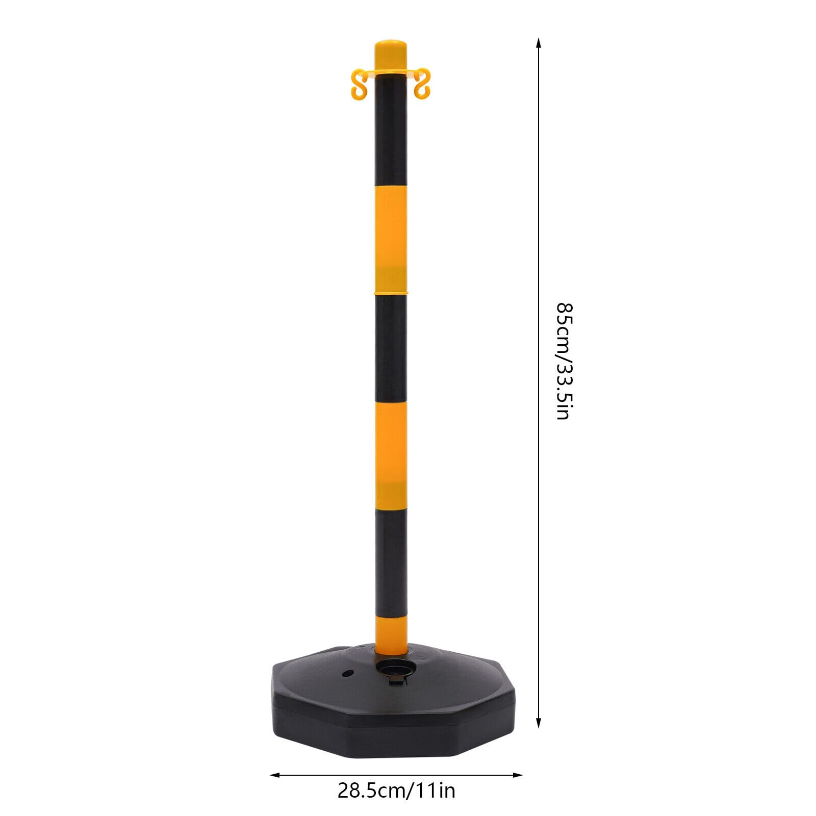 Lot de 6 cônes de signalisation réglables pour parking avec chaînes avec base remplissable, poteaux d'arrêt jaunes et noirs