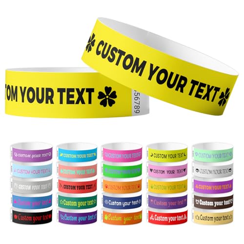 Pulseras de papel personalizadas para eventos, impermeables con logotipo y texto, imprimibles a granel para fiestas, festivales, negocios, hombres y mujeres