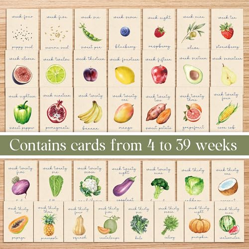 Image of 76 Pcs Locally Grown Baby Shower Decorations-36 Pcs Pregnancy Milestone Cards,Locally Grown Farmers Market Themed Party Decorations, Fruits And Vegetables To Track Baby Growth, Weekly Baby Size Cards For Pregnancy Announcement Photos