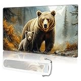 LROTFNGX for MTG Playmat TCG Card Game Mat with Stitched Edges,Board Game Mats Non-Slip Waterproof Rubber Base 27.5x15.7 inch for CCG RPG Trading Card,Bear and Cub