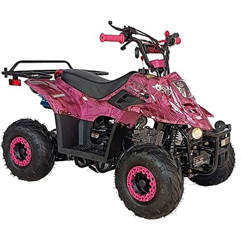 110cc ATV Four Wheelers Fully Automatic 4 Stroke Engine 16" Tires Quads for Kids Carbon Fiber