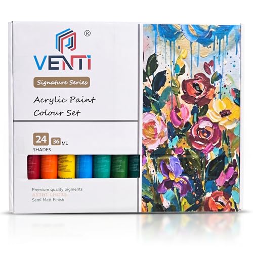 Image of Venti Signature Acrylic Paint Set of 24Pcs - 36ML - Multicolor - Semi-Matte Finish