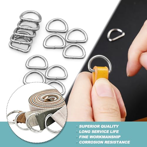 Rjayaa D Rings for Bag 25mm, 60 Pcs Metal D Rings Heavy Duty Silver D Shape Ring Buckles for Bags Handbag Backpack Strap Belt Hardware - Image 4
