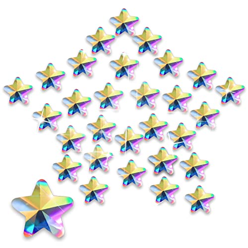 Allstarry 100Pcs Flatback Rhinestones Irridescent Star-Shaped Face Gems Eye Gemstones Nail Charms For Crafts Ab Glass Crystals For Jewelry Making, Eye Makeup- 5Mm #TOP10