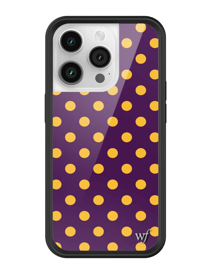 Coque iPhone 14 Pro Wildflower avec pare-chocs noir et pois classiques