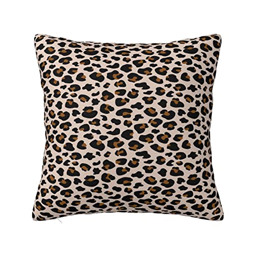 Fundas de Almohada con Estampado de Leopardo marrón Fundas de Almohada Decorativas - Funda de Almohada Cuadrada con Tema Cremallera Funda de cojín Suave Funda de Almohada Decoración 45x45cm Cover