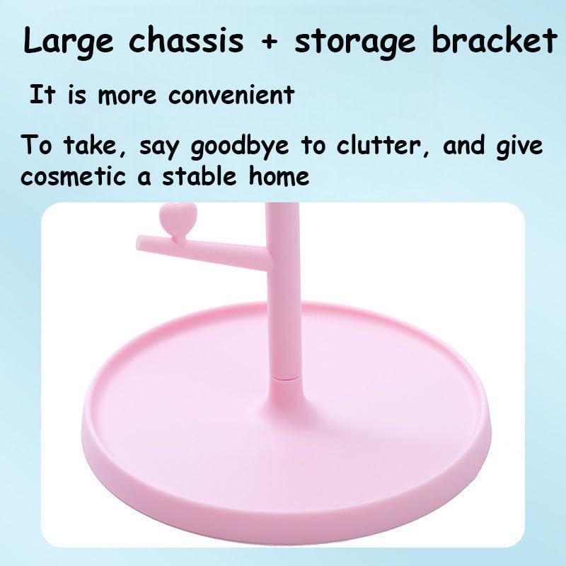 Image of Makeup Mirror, Fashionable Cute Desktop Makeup Mirror, Household Rotatable Cosmetic Mirror with Tray, Tabletop Vanity Mirror for Travel, Bathroom, Bedroom (Pink)