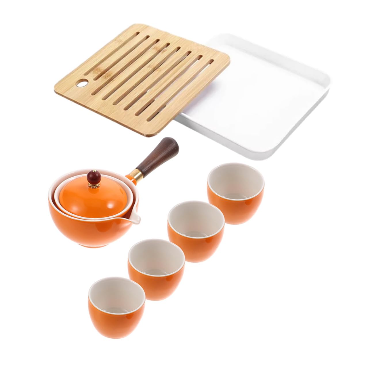 Tetera de cerámica con giro 360° y asa lateral para té en hebras