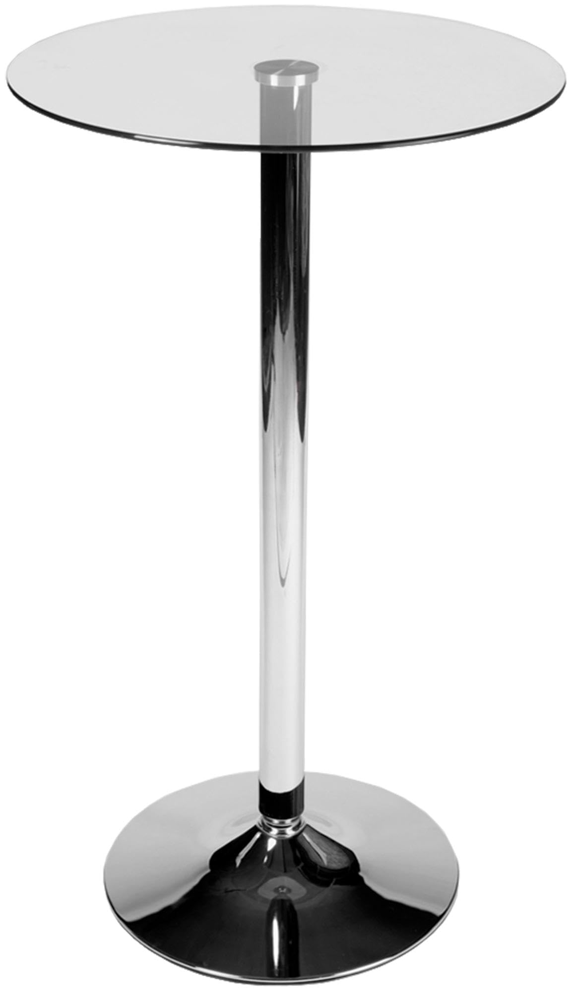 CLP Tavolo In Vetro Rotondo Di Sicurezza Ø 60 CM, H 70 CM I Tavolo Bar Con Piedistallo In Metallo Cromato I Tavolino Appoggio Moderno, Colore:vetro trasparente