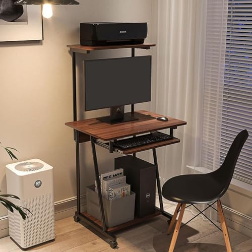 Bureau informatique mobile avec rangement et plateau clavier pour petit espace - 2