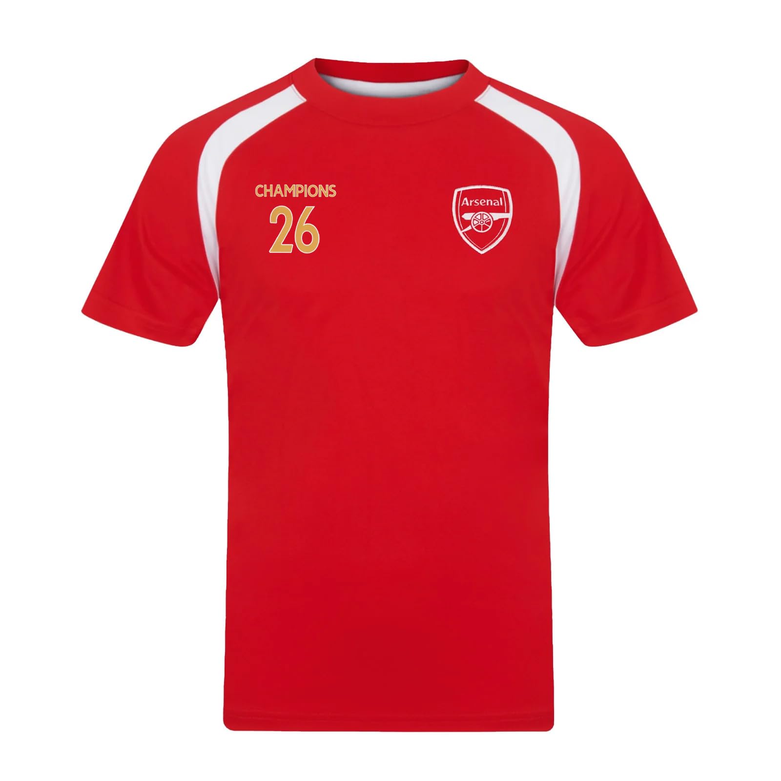 Arsenal FC Boys Poly T-Shirt Champions 2026 Official Football Red 12-13 Yrs