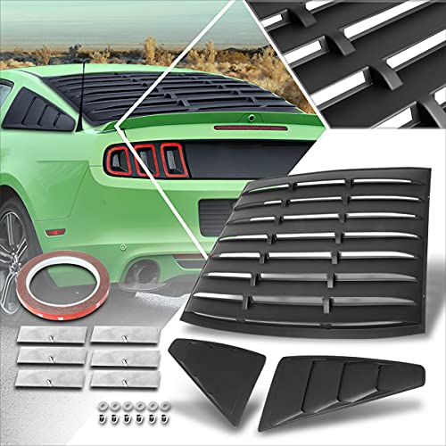 Rear + Side Window Louver Sun Shade Cover Compatible with 05-14 Ford Mustang Coupe (Black)